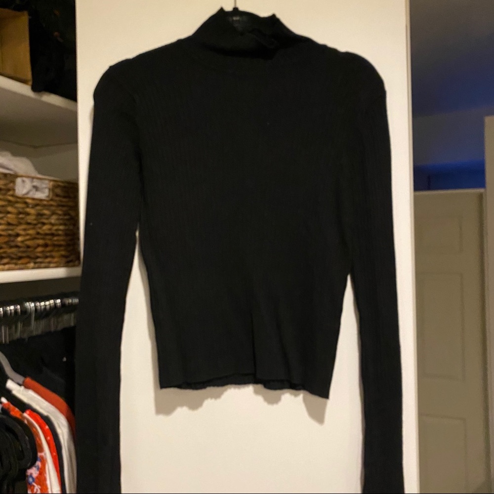 Black ribbed Zara mockneck